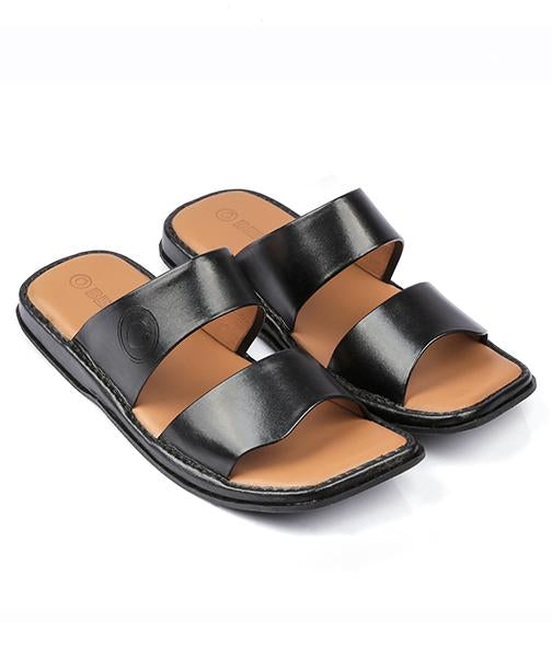 Black Slippers Pure Leather for men handcrafted-BERA