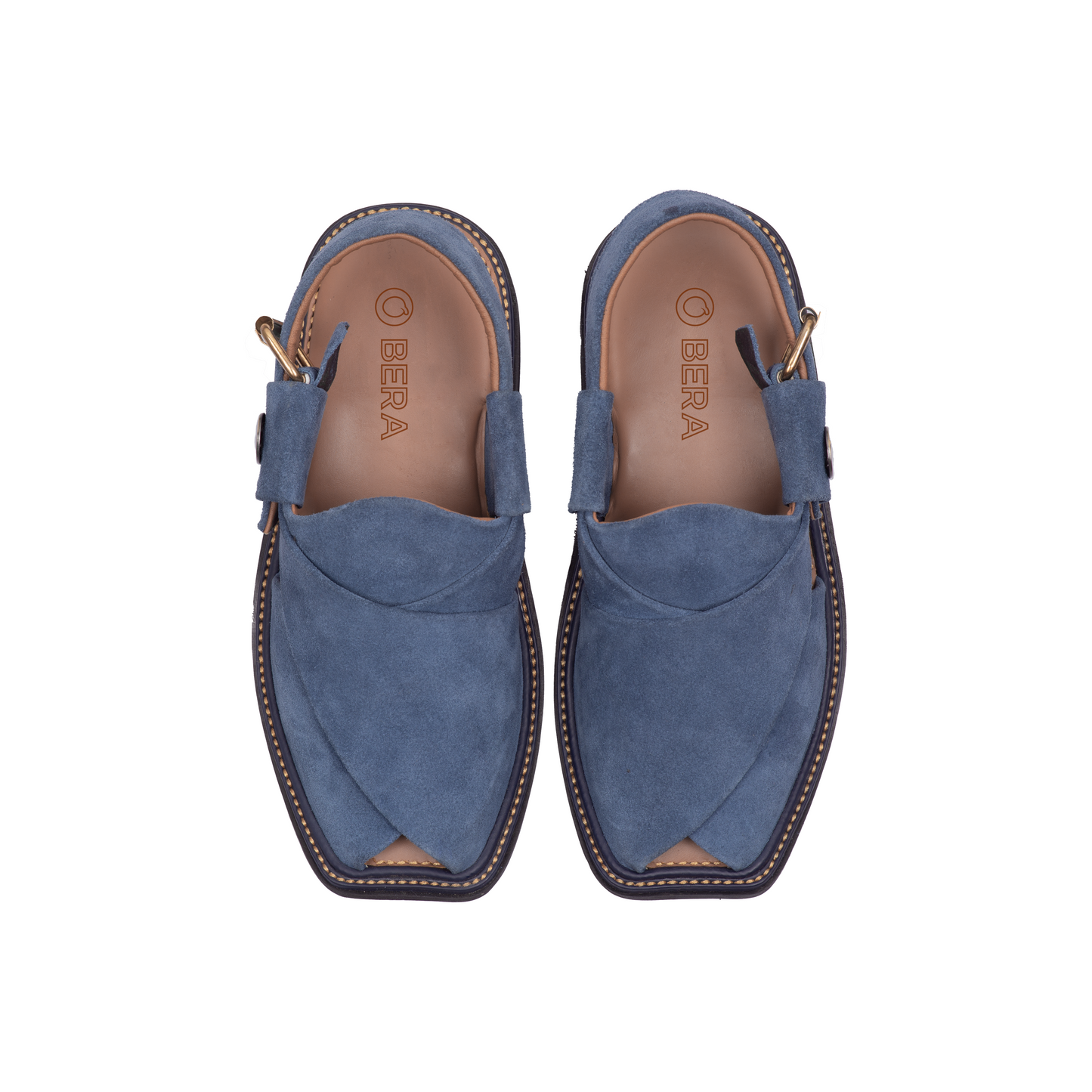 unique texture Suede Traditional Blue shoes for men-BERA