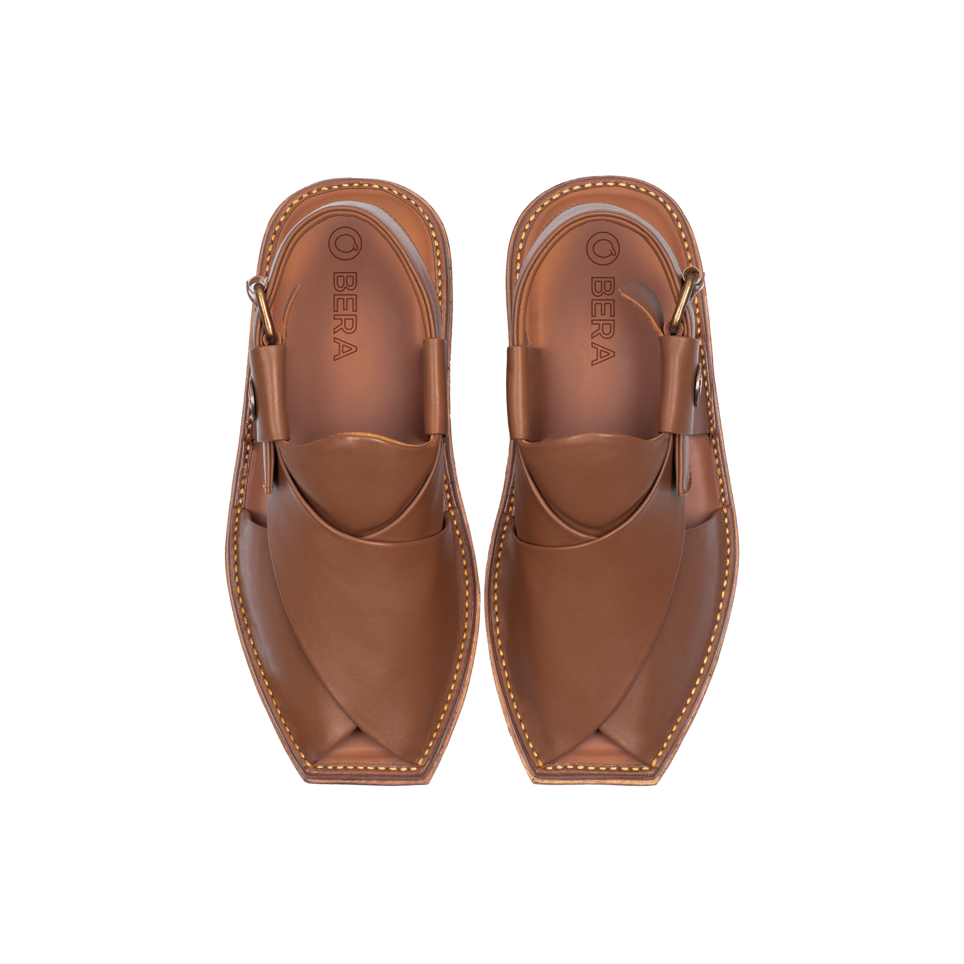 Nue Brown Leather Sole kheri shoes for men-BERA